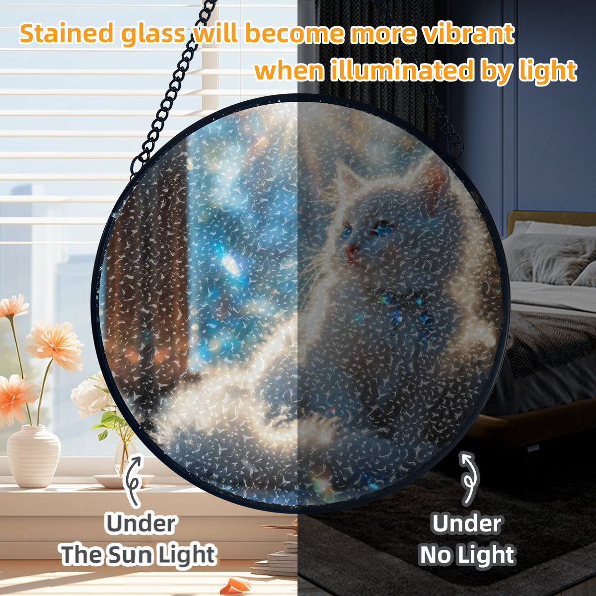 Fluffy White Kitten Suncatcher Home Decor