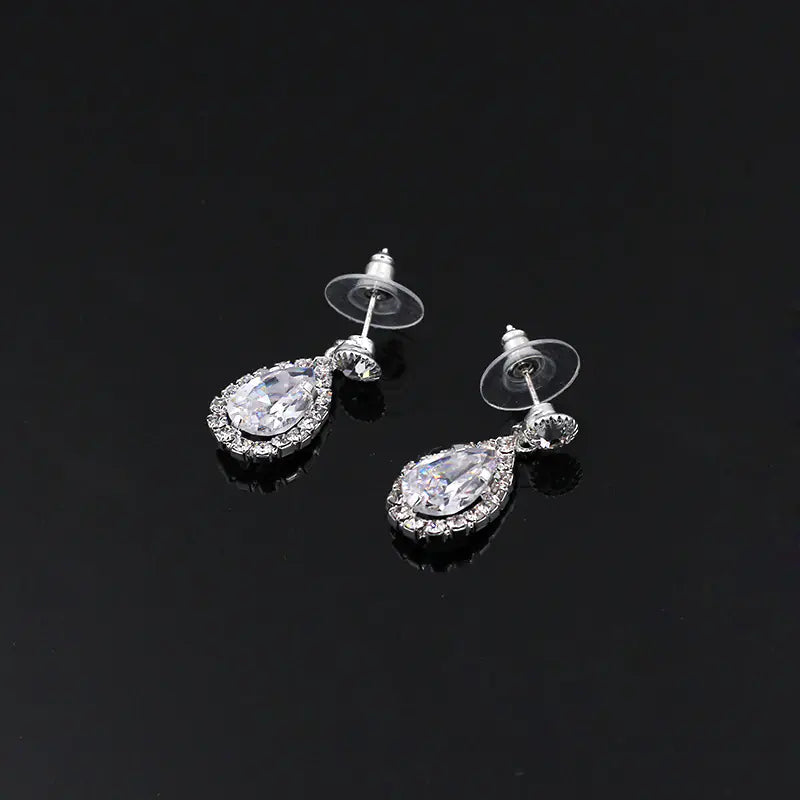 Luxury Zirconia Waterdrop Necklace and Earrings Jewelry Set