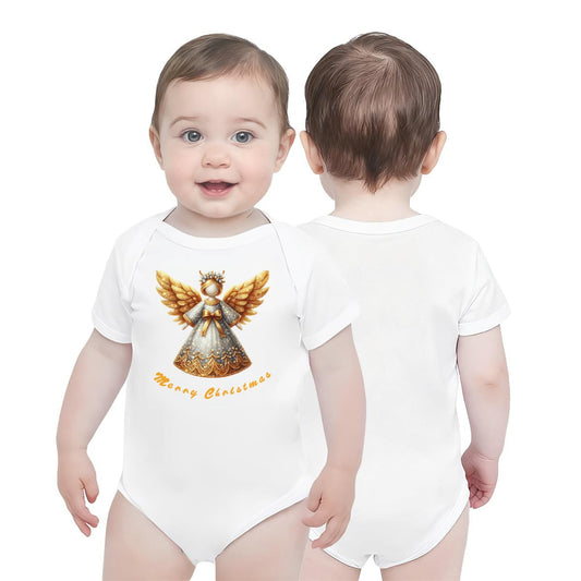 Merry Christmas Golden Angel Infant Short Sleeve Onesie