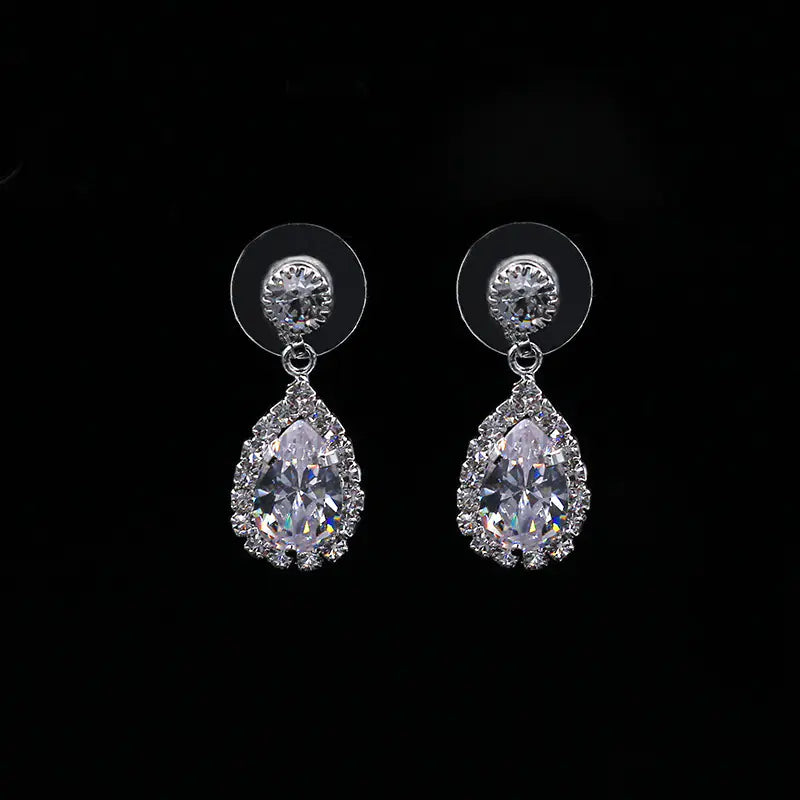 Luxury Zirconia Waterdrop Necklace and Earrings Jewelry Set