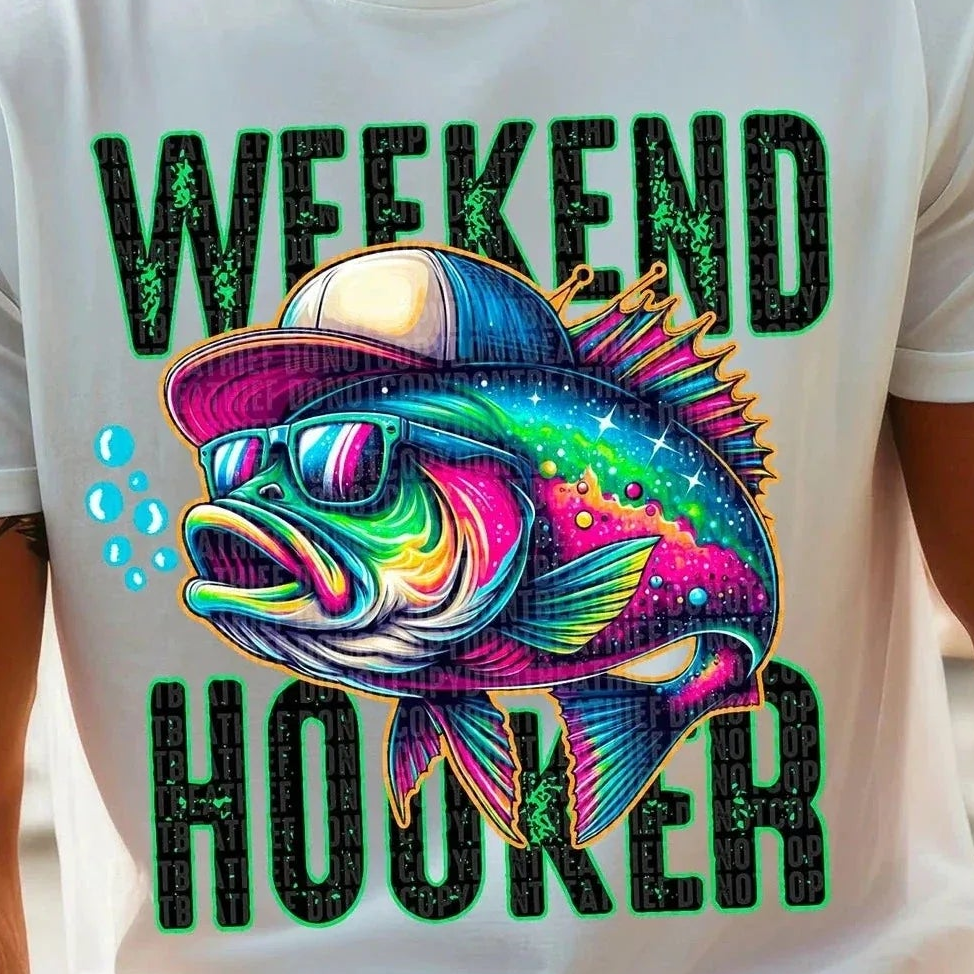 Fisherman's Weekend Hooker Funny Graphic T-shirt