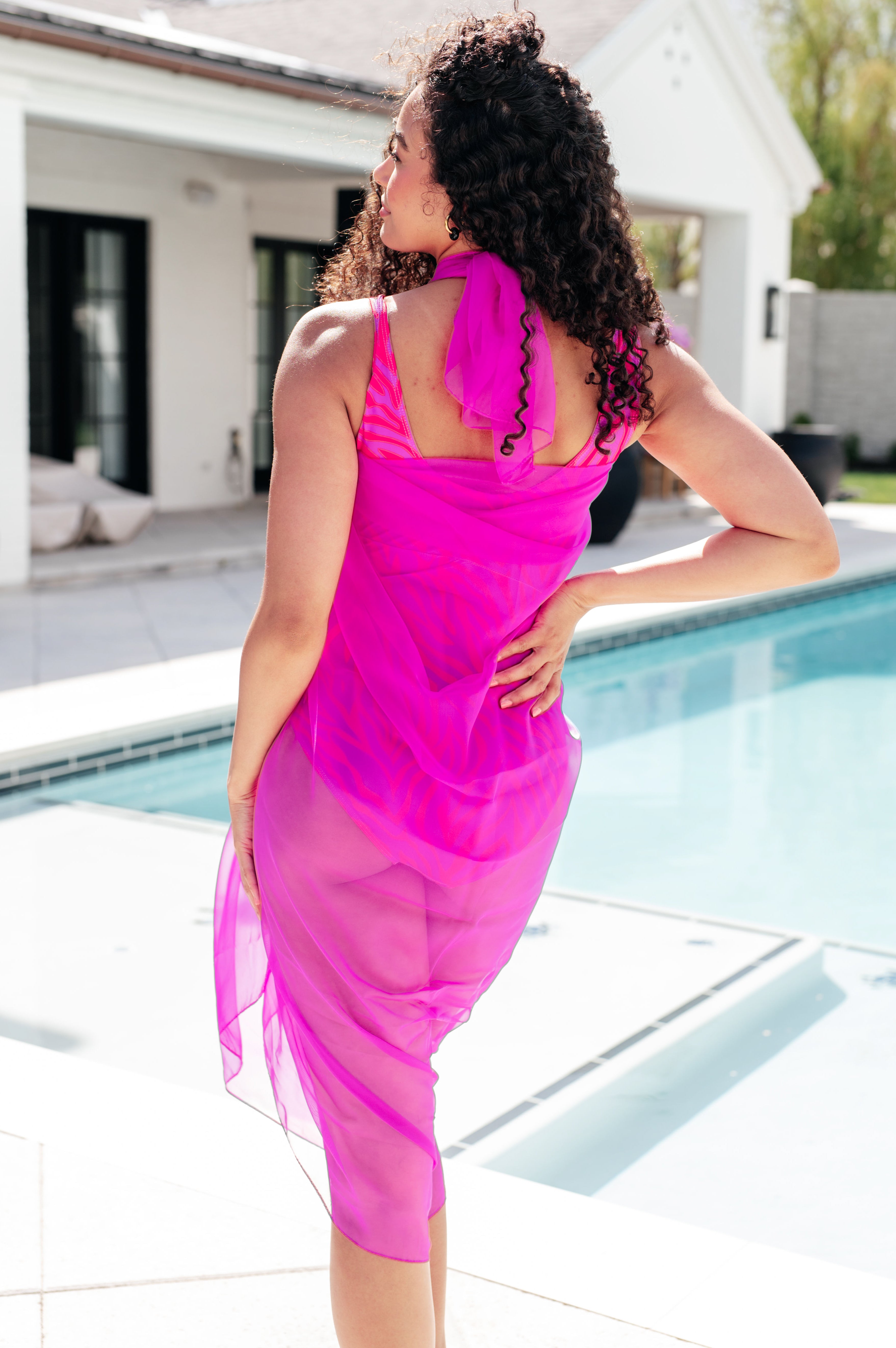 Wrapped In Summer Versatile Hot Pink Swim Cover-up
