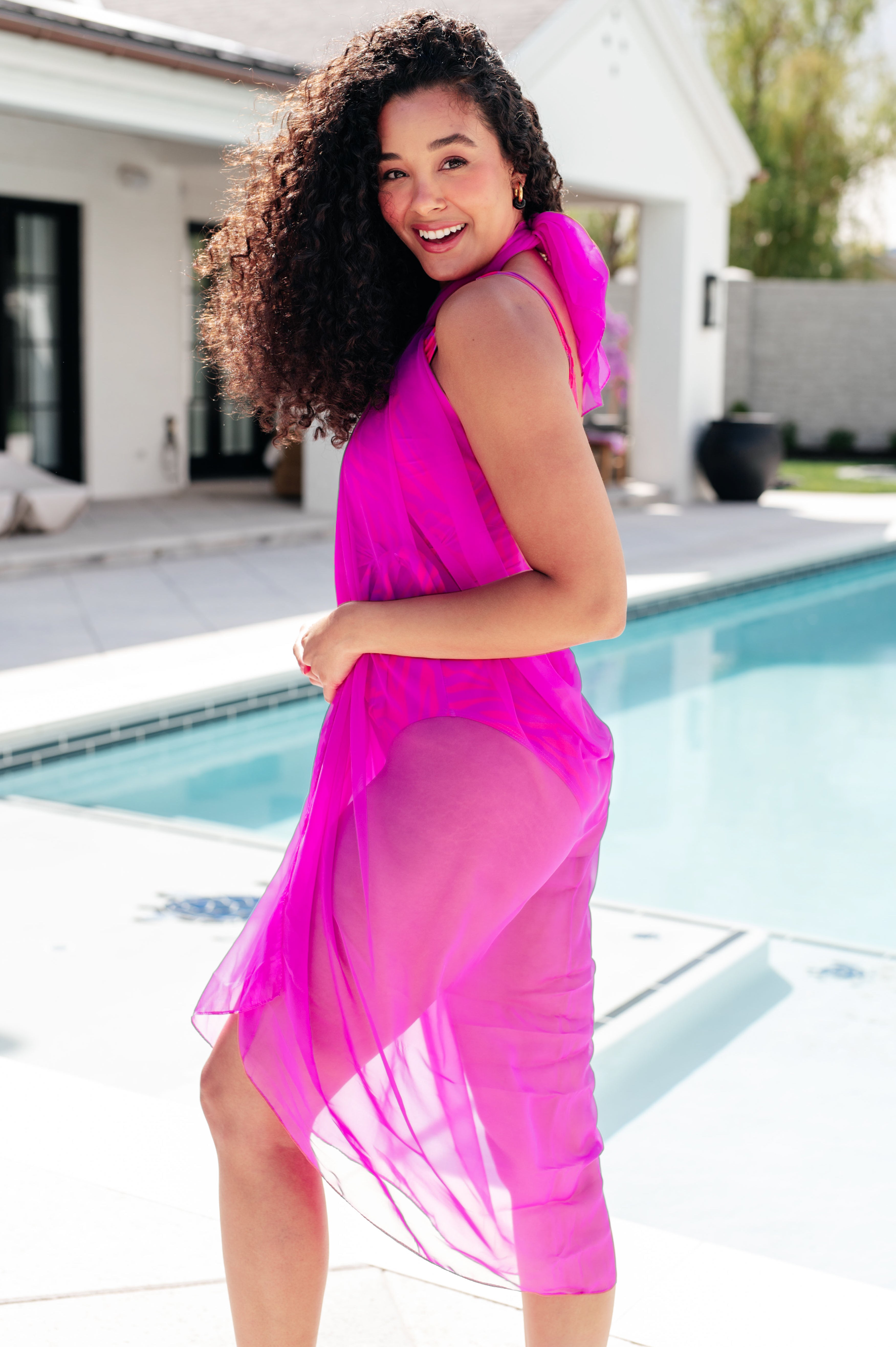 Wrapped In Summer Versatile Hot Pink Swim Cover-up