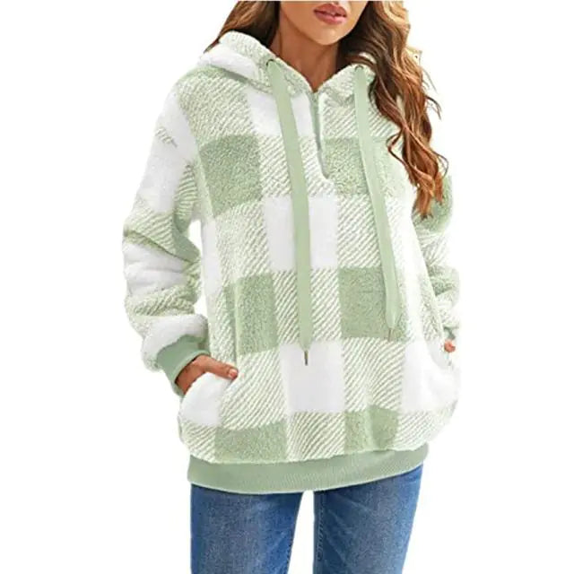 Cozy Women's Plush Hoodie with Drawstring