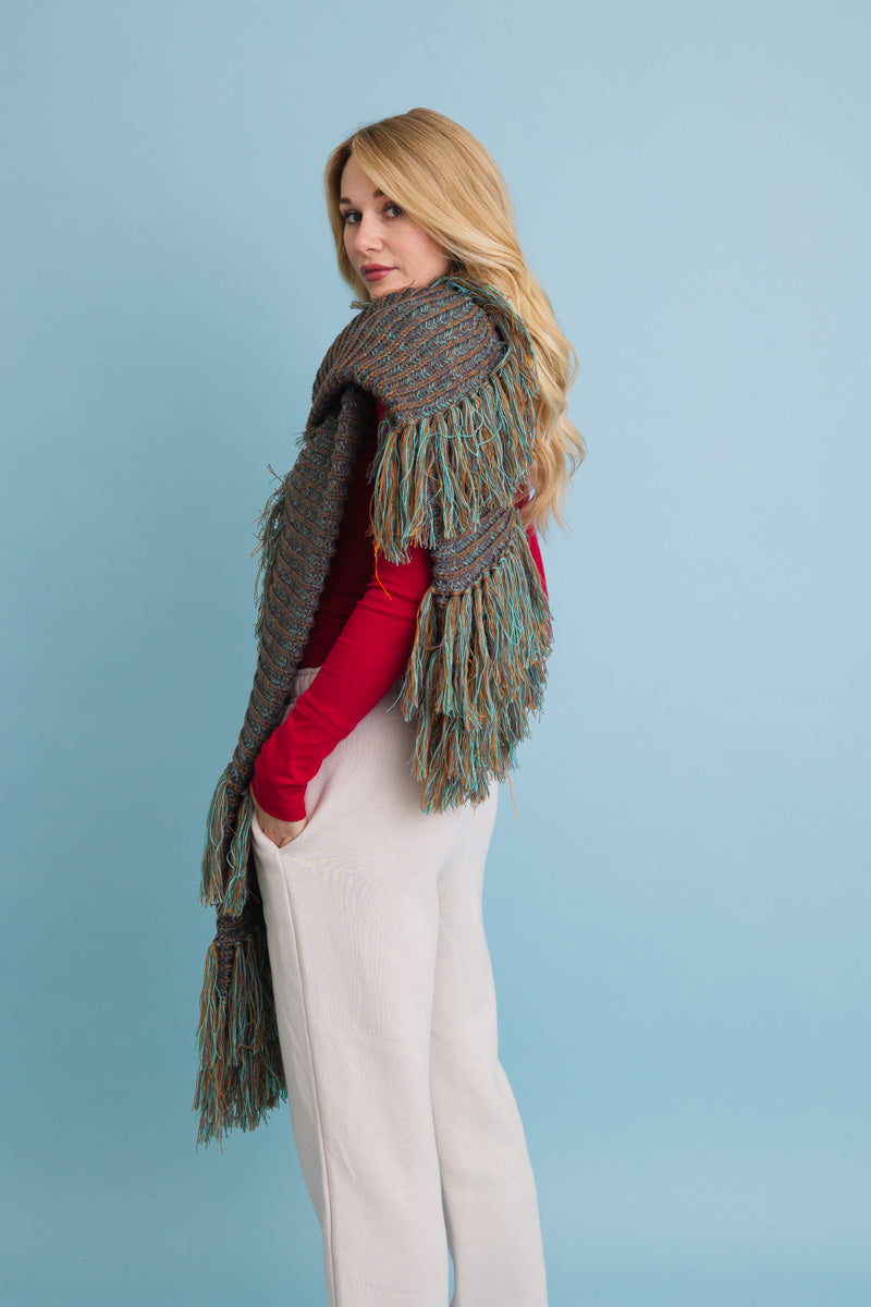 Fun & Fluffy Knit Fringe Winter Scarf