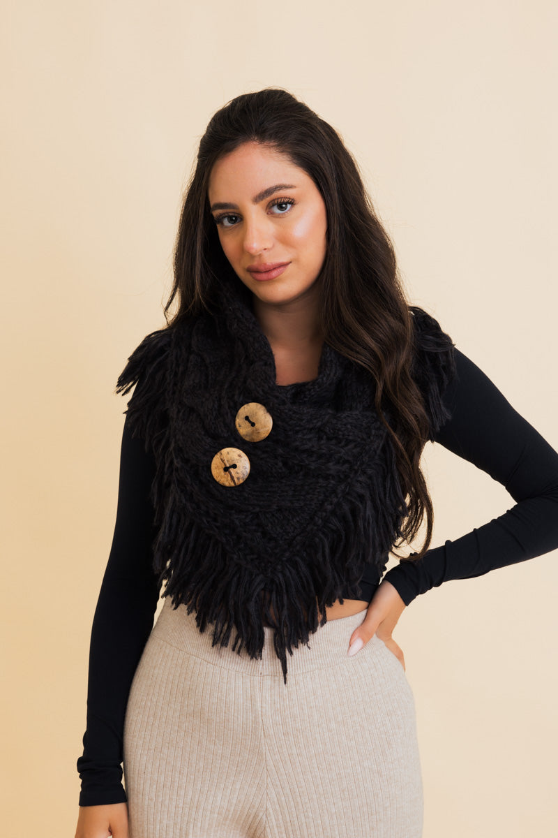 Heathered Shoulder Warmer With Coco Buttons