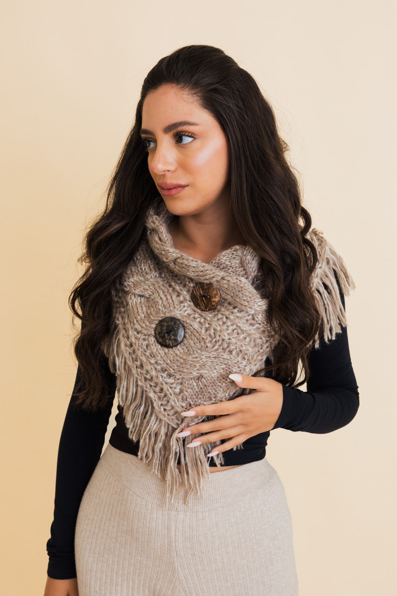 Heathered Shoulder Warmer With Coco Buttons