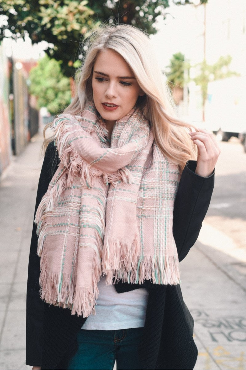 Frayed Tartan Plaid Scarf