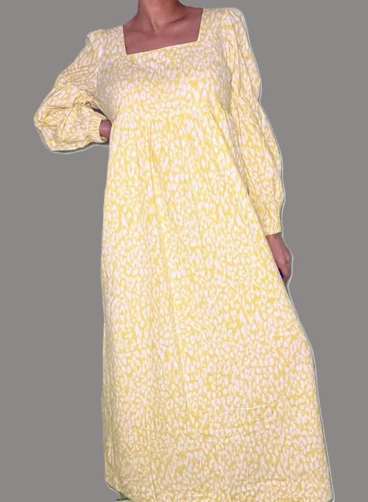 Who What Wear Yellow Polka Dot Square Neck Maxi Dress - size XS