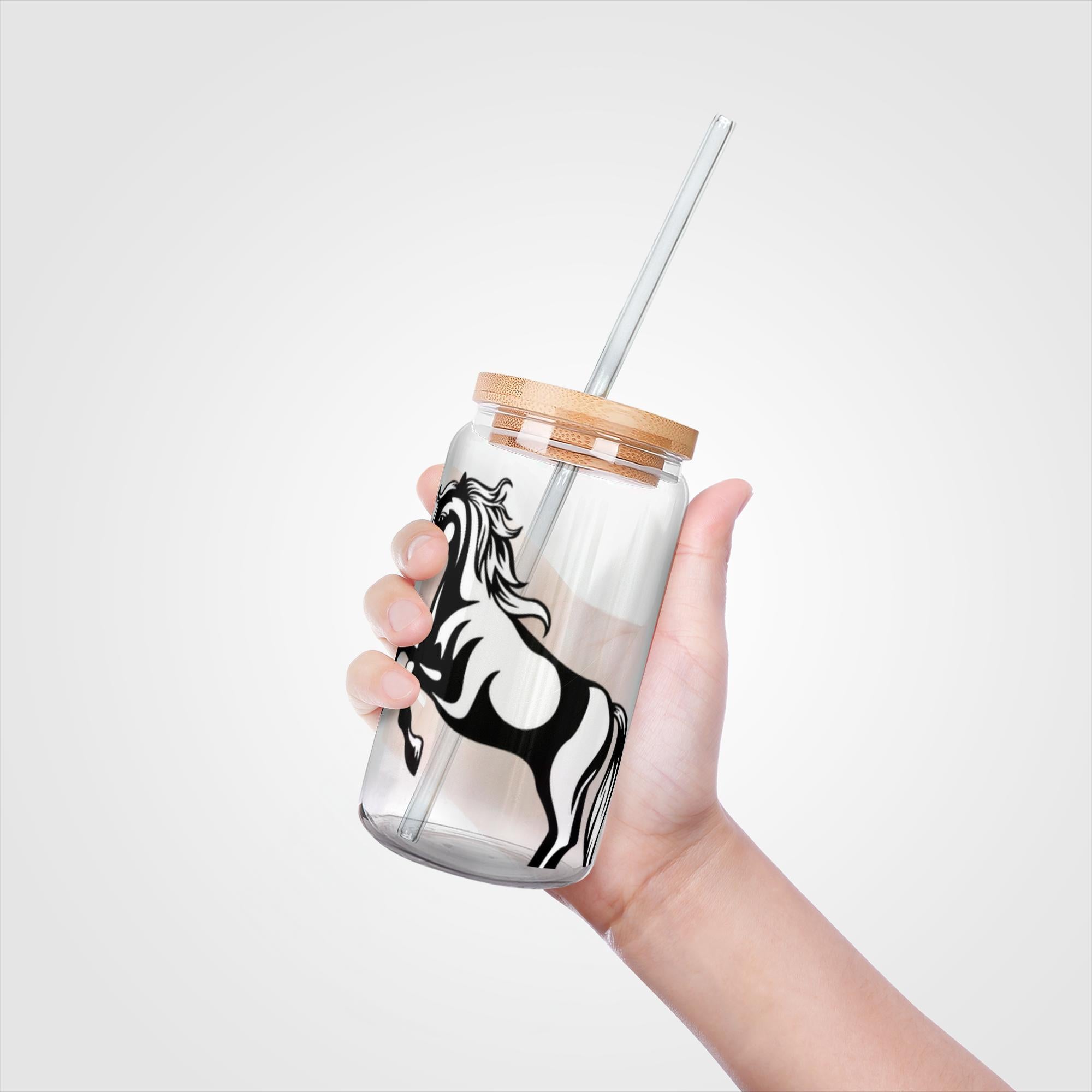 Frolicking Horses Soda Can Glass