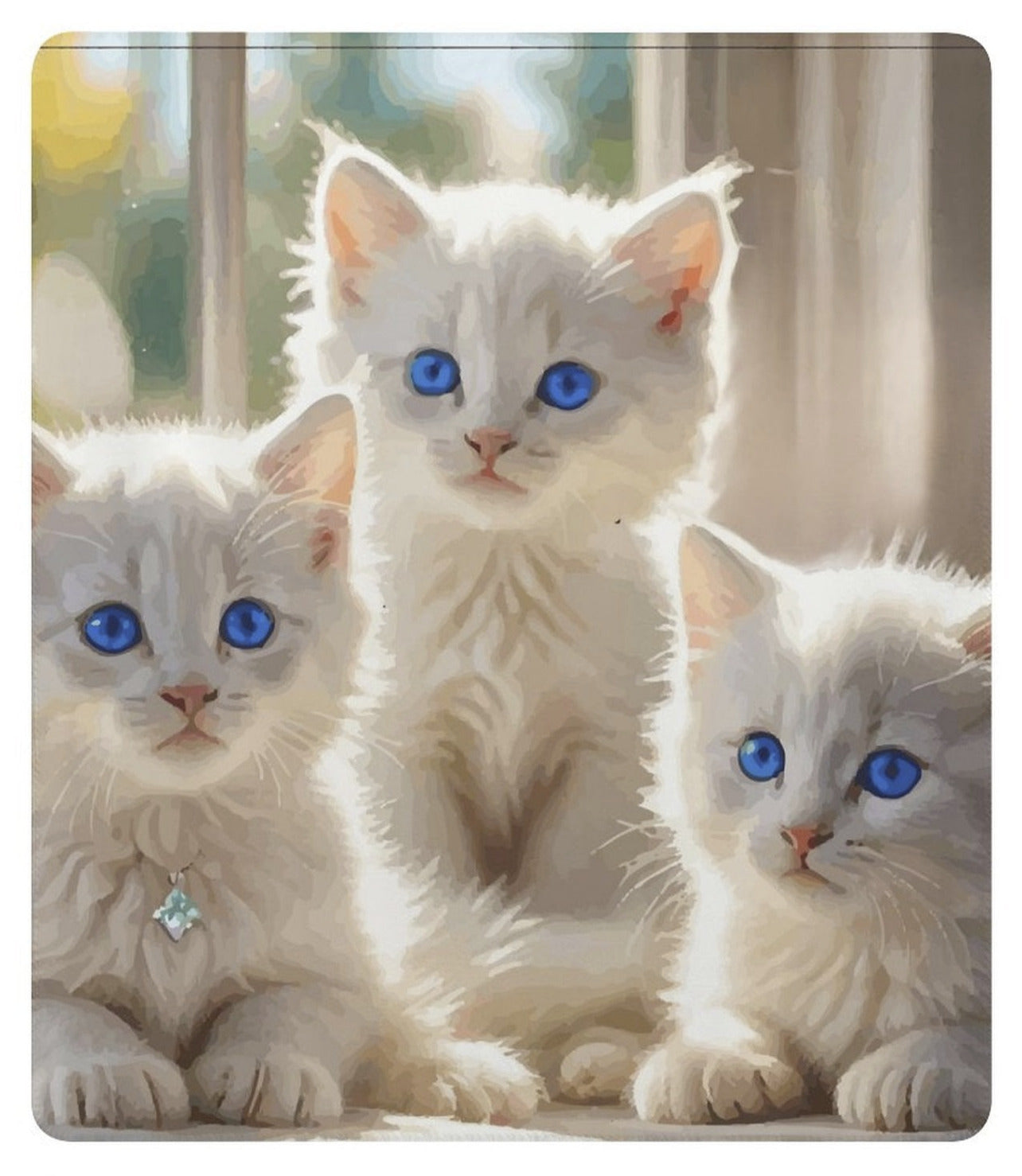 Fluffy White Kittens with Blue Eyes Sherpa Fleece Throw Blanket