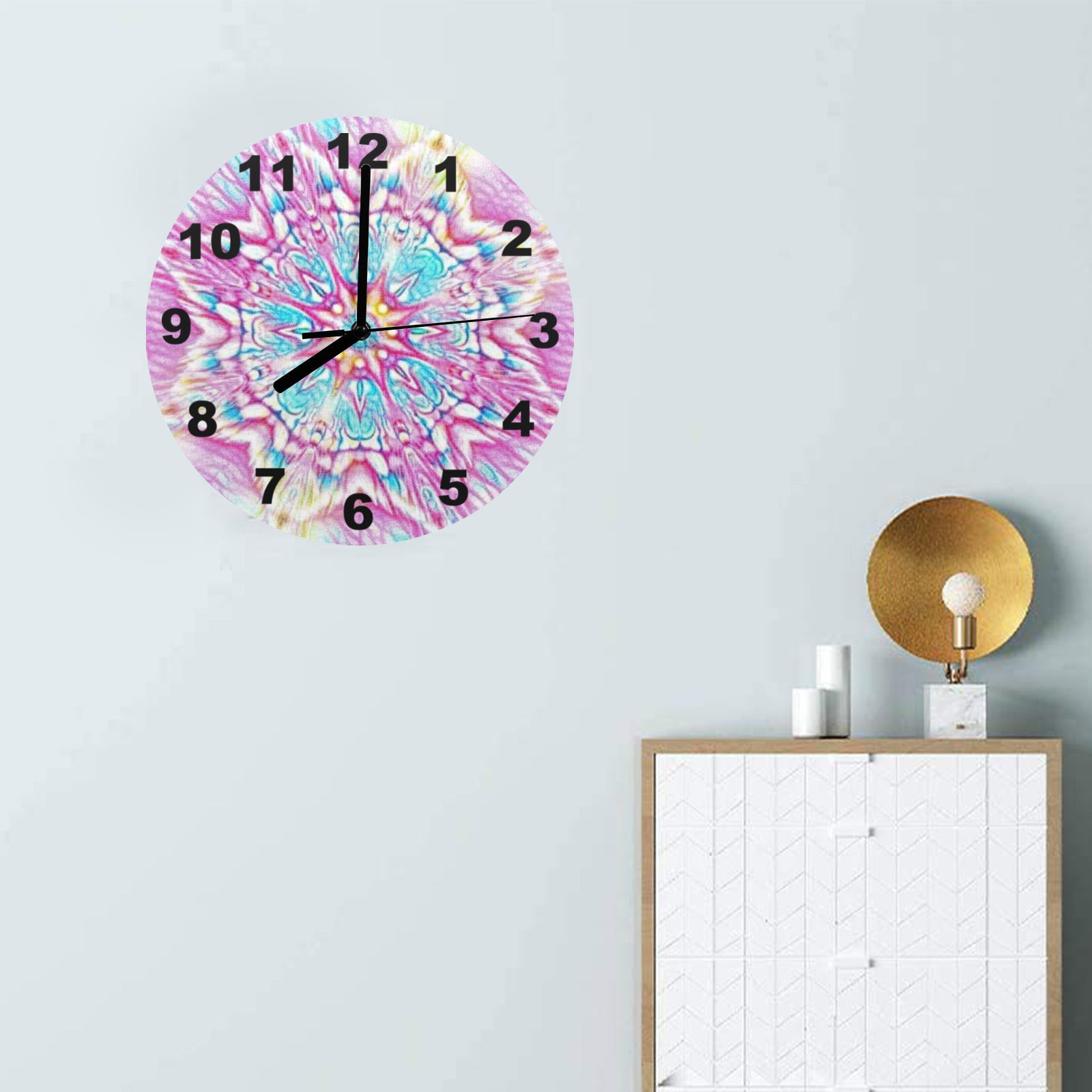 Pink Star Design Wall Clock (Made in USA)