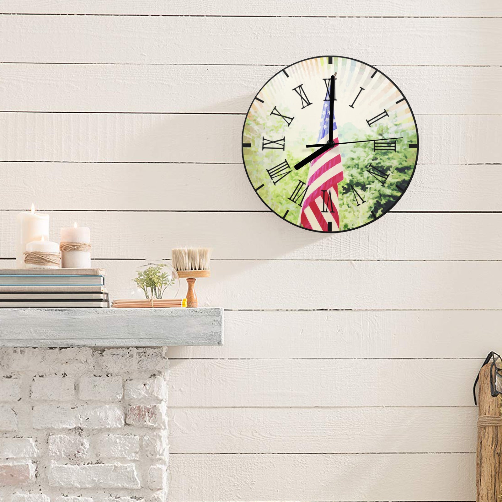 Highlighted American Flag Wall Clock (Made in USA)