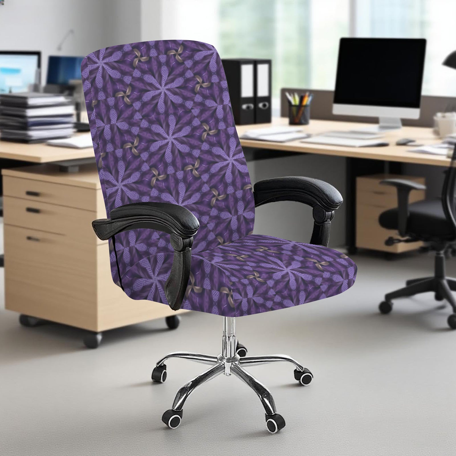 Purple Pinwheels Office Chair Cover (Made in USA)
