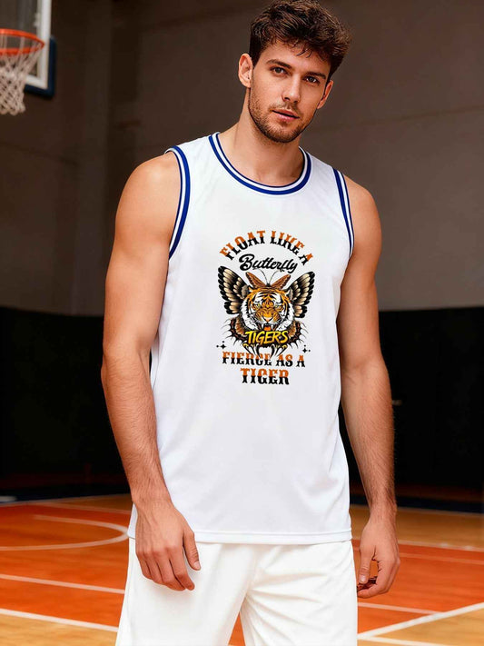 Float Like a Butterfly Fierce Tiger Adult White with Trim Basketball Jersey | Ships From USA