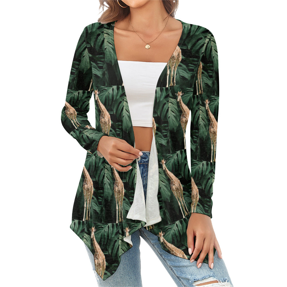 Women's Tall Giraffe with Greenery Knitted Cardigan