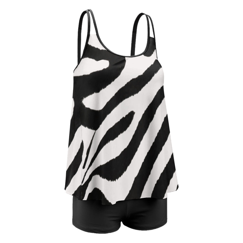 Women's Zebra Stripes Plus Size 2-piece Swimsuit