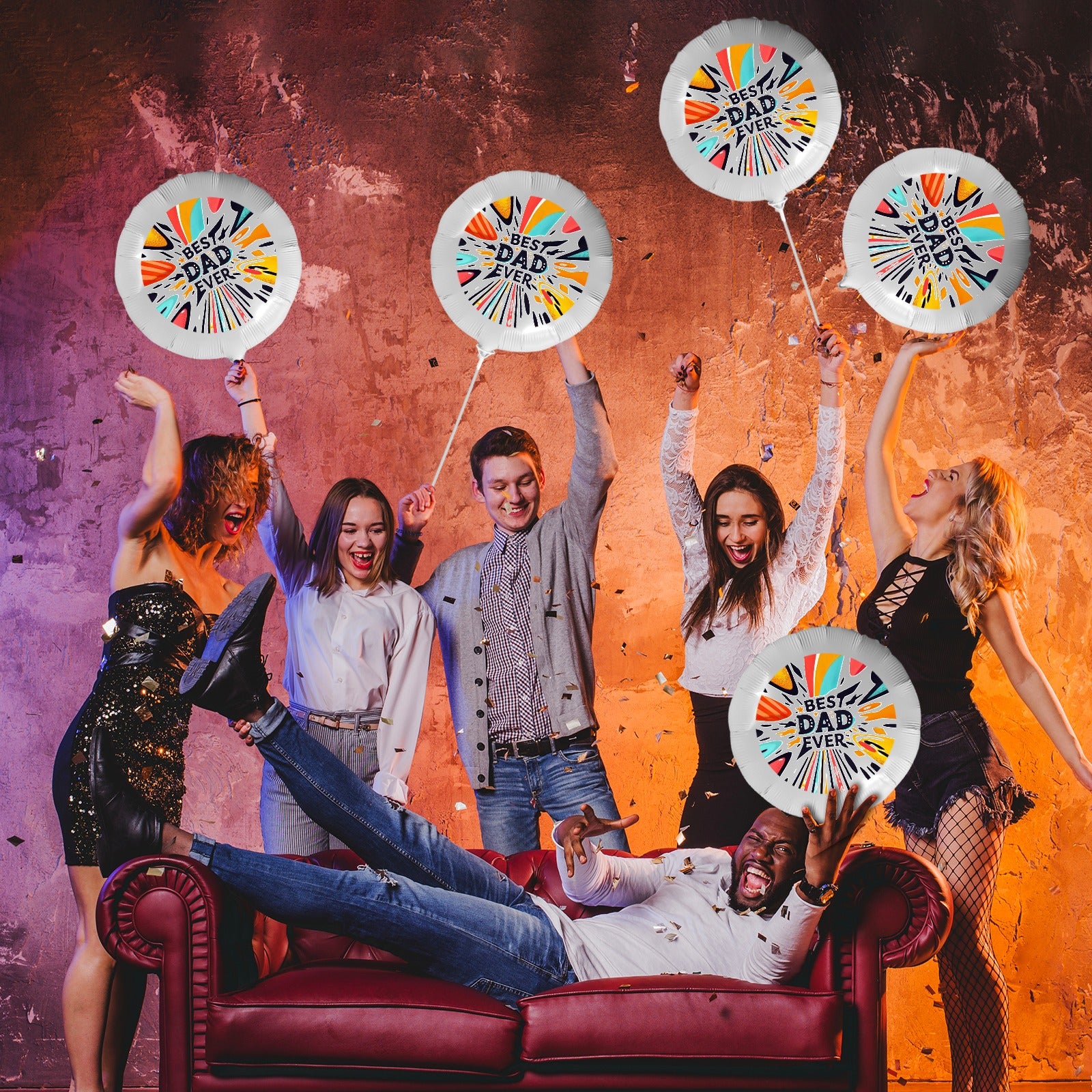 Best Dad Ever 18-inch Custom Aluminum Foil Balloons - Pack of 5 (Made in USA)