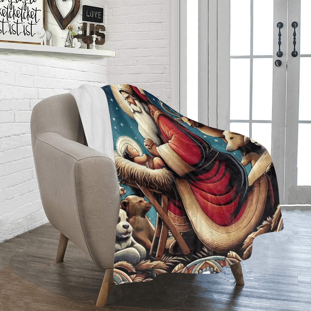 Santa with Baby Jesus Ultra-Soft Micro Fleece Blanket (Made in USA)