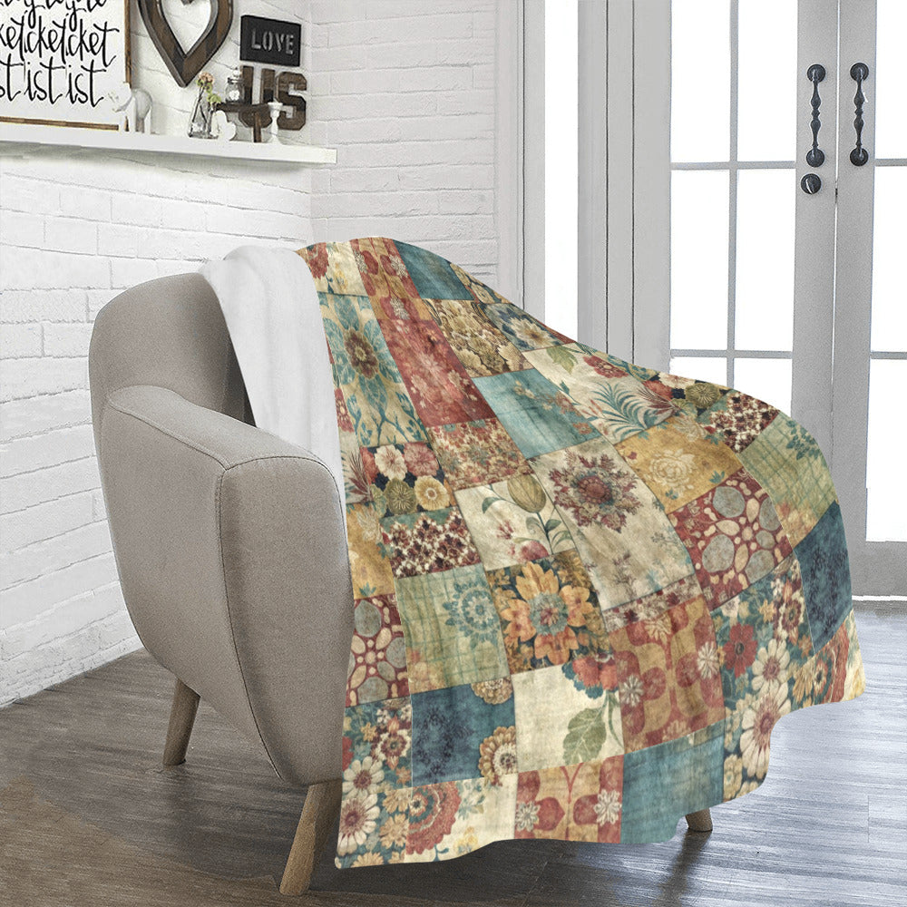 Patchwork Quilt Ultra-Soft Micro Fleece Blanket (Made in USA)