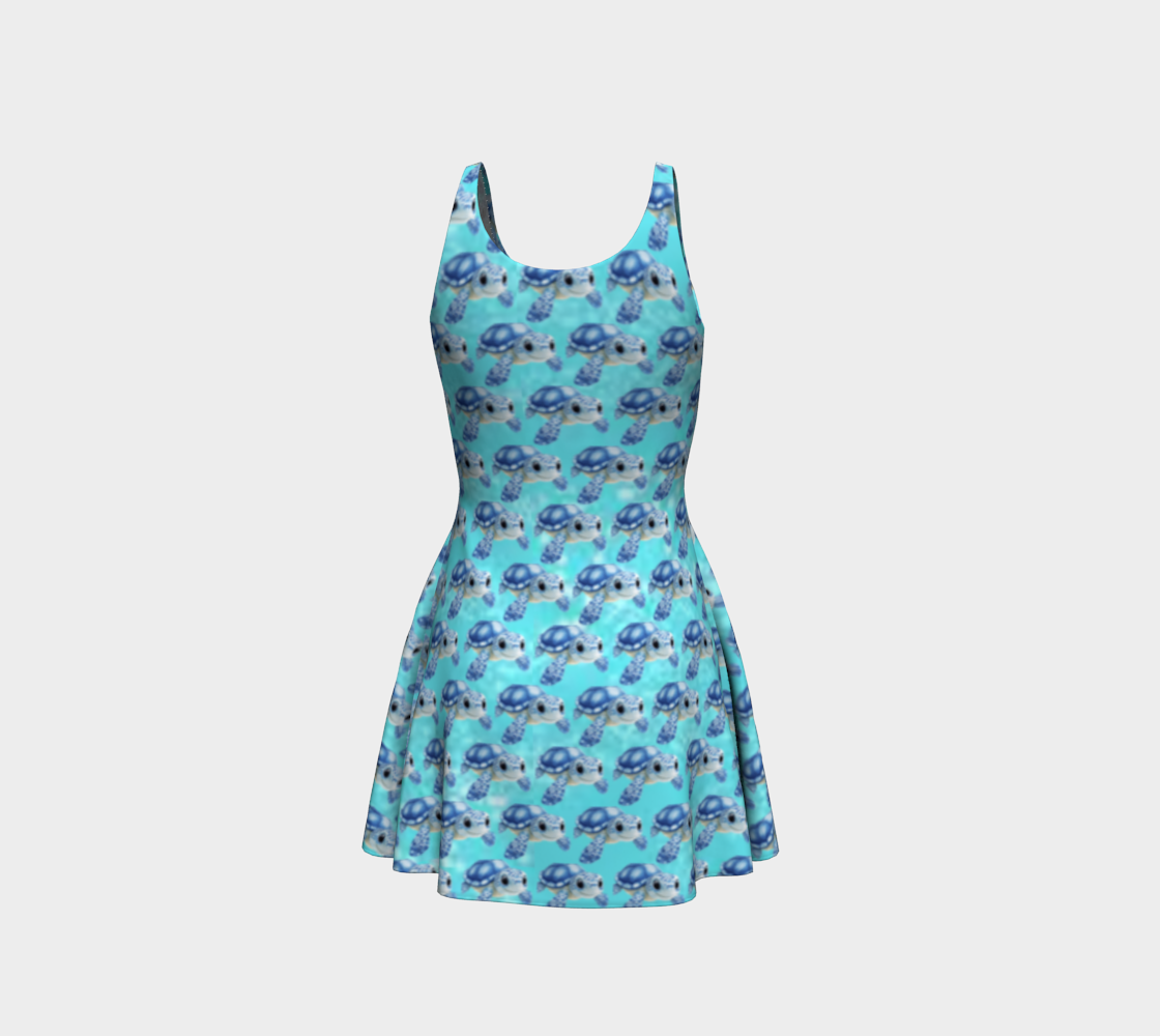 Baby Sea Turtles in the Ocean Short Flared Dress