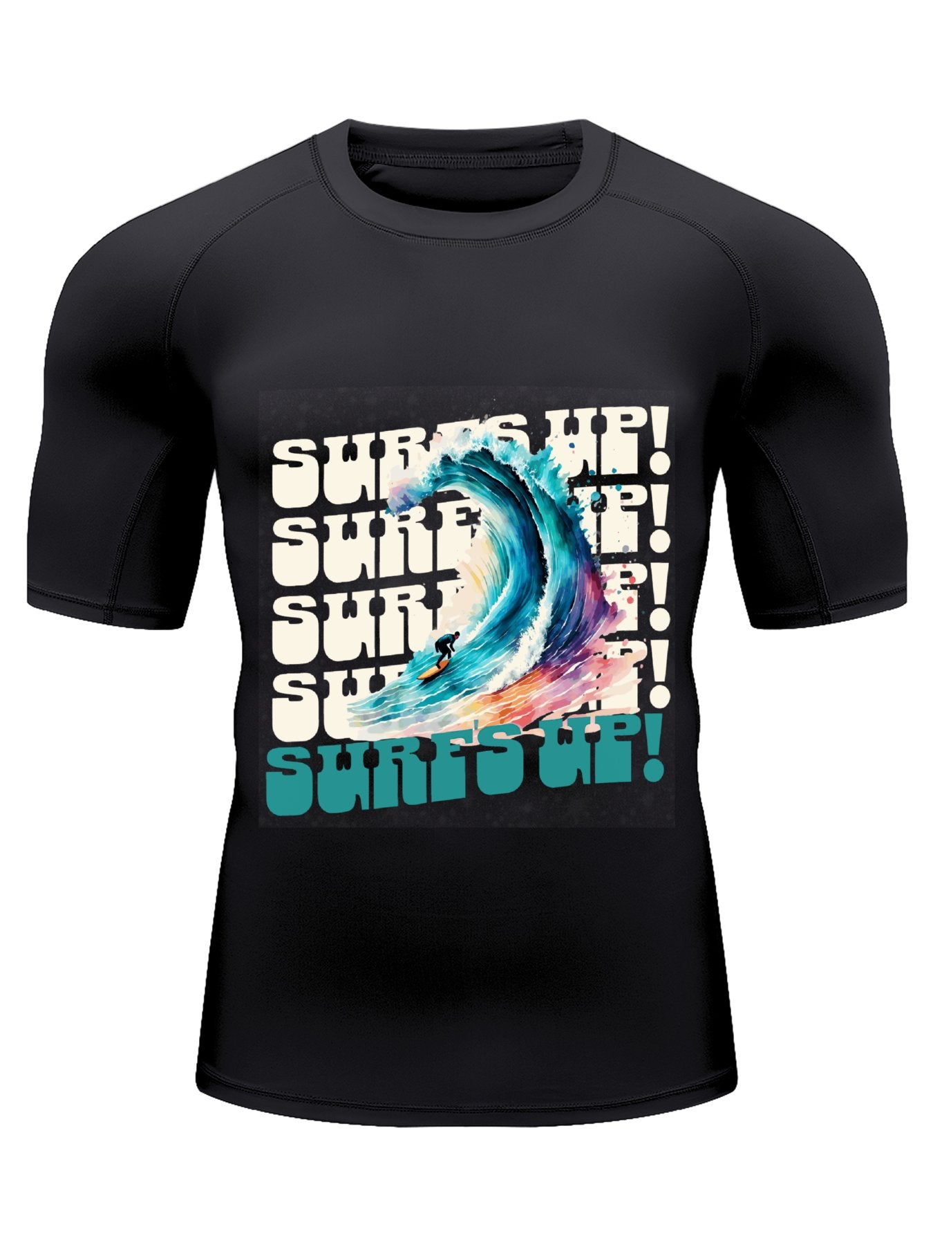 Surf's Up Men's Short-Sleeve Swim Top (Front Printing)
