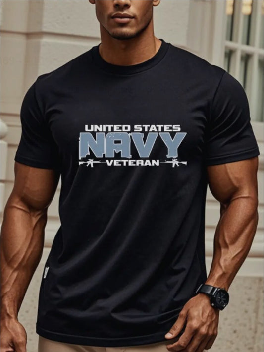 Men's US Navy Veteran Printed Short Sleeve T-shirt