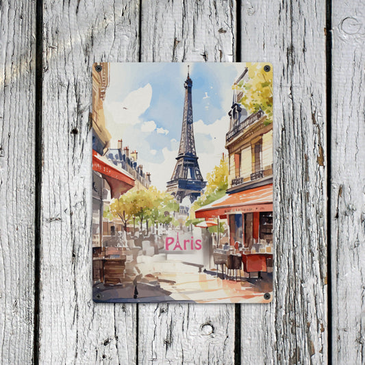 Eiffel Tower Paris France Metal Sign - 12" x 16 " (Made in USA)