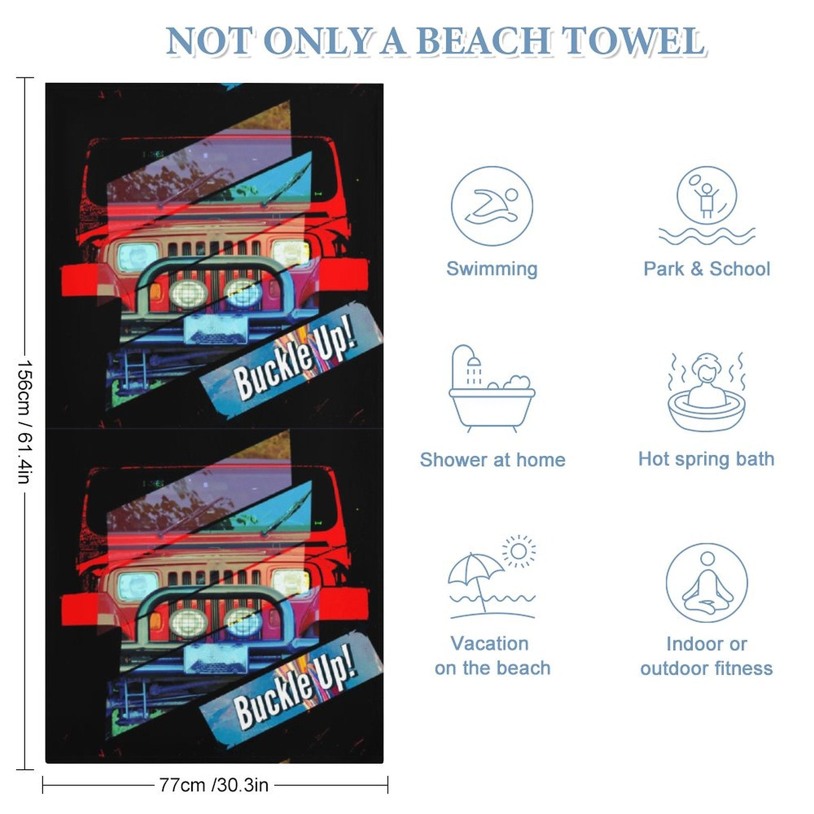 Buckle Up! 4-wheel Drive Design Beach Towel - 61.4