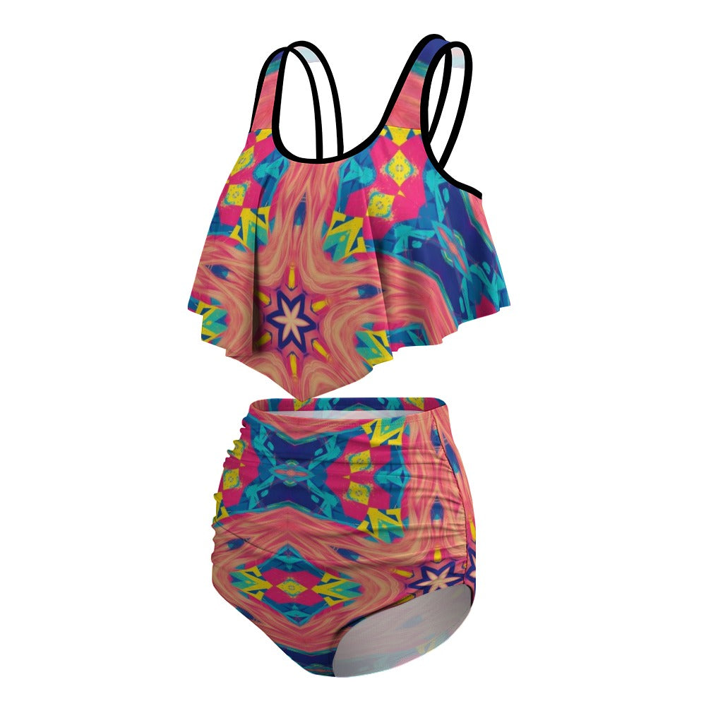 Women's Muted Colors Star Pattern 2-piece Swimsuit up to 2XL