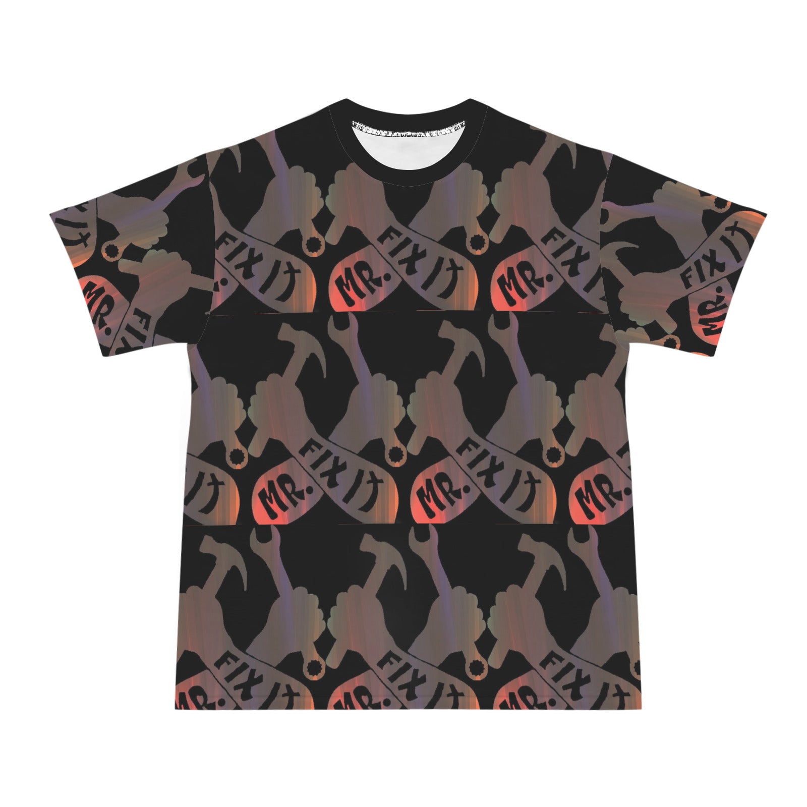 Mr Fix It Men's All Over Print Ribbed Collar T-Shirt (Model T94)