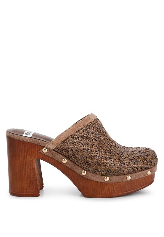 Women's Jeydena Raffia Platform Clogs