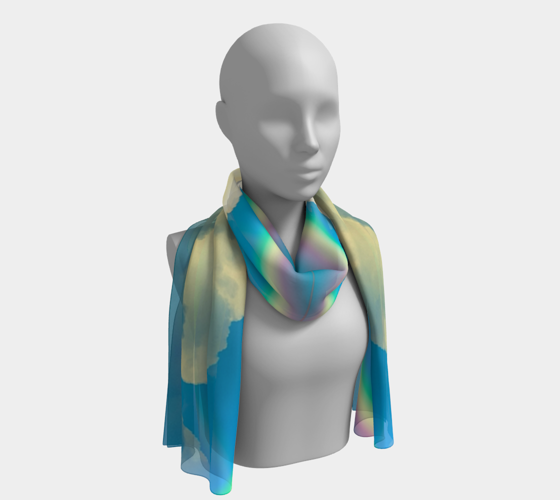 Rainbows and Clouds Blue Long Scarf