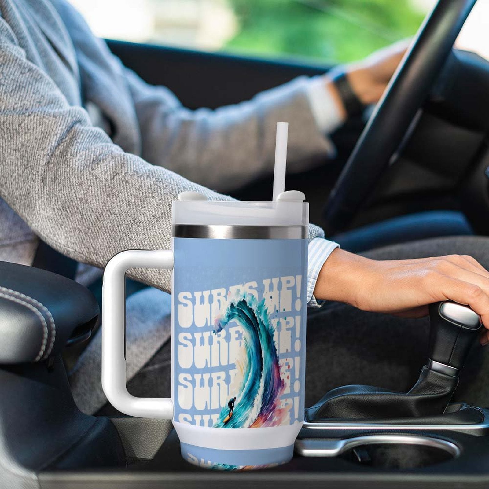 Surf's Up 40oz Stainless Steel Insulated Tumbler with Handle and Lid