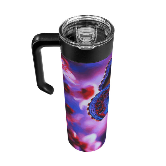 Butterfly in Cherry Tree 600ml Insulated Water Bottle with Screw On Handle
