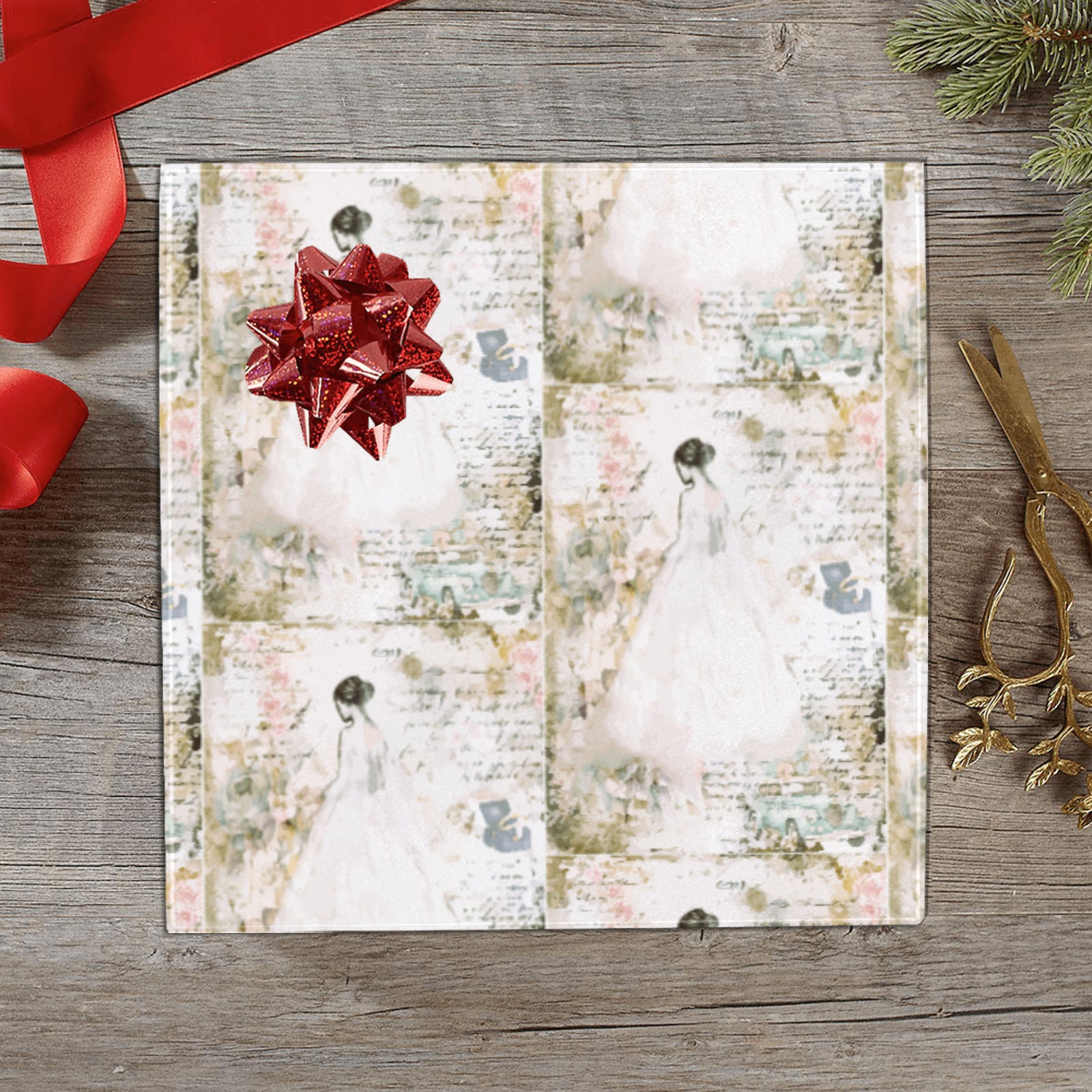 Vintage Bride Wedding Custom Gift Wrapping Paper - 58