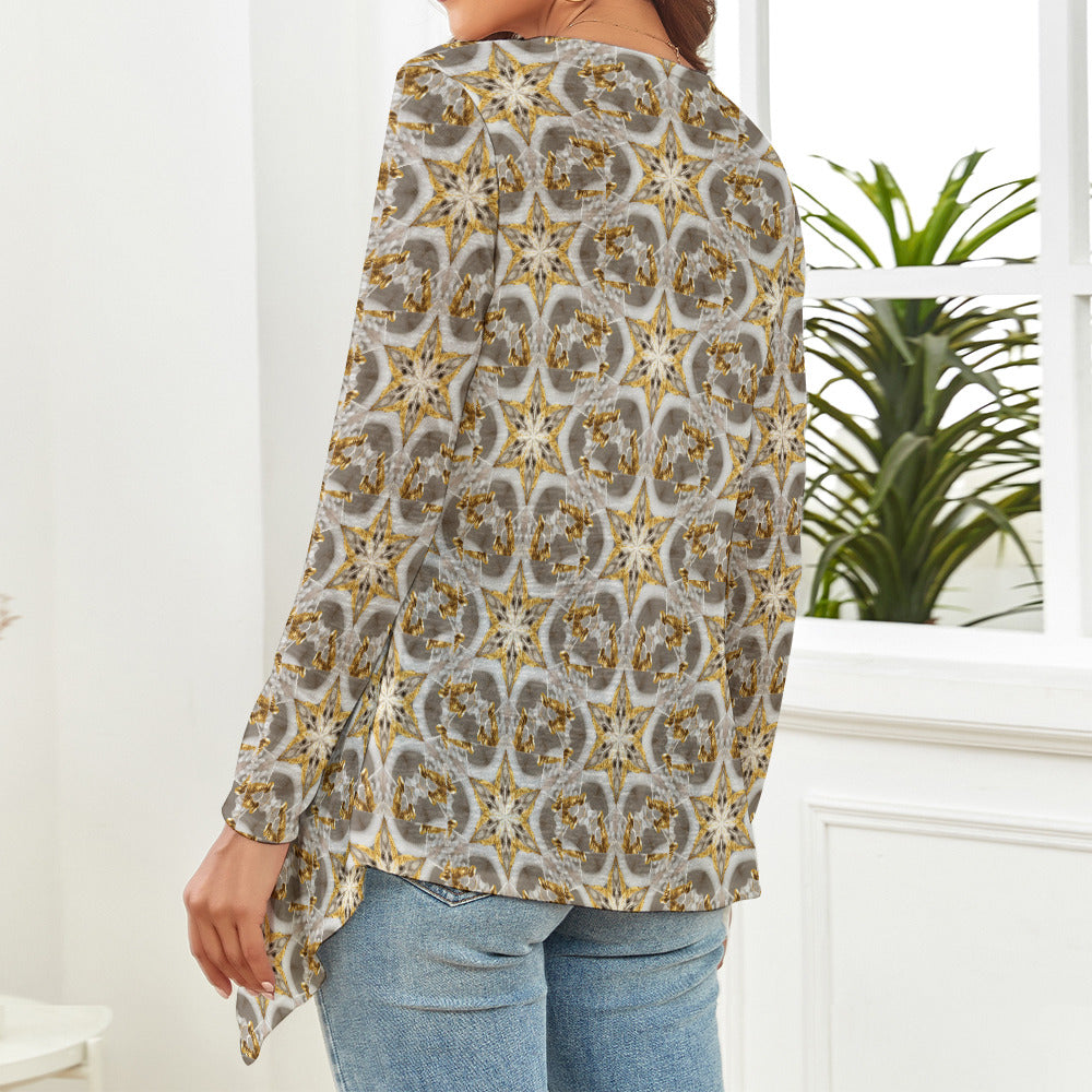 Women's Gold Stars Knitted Cardigan Top