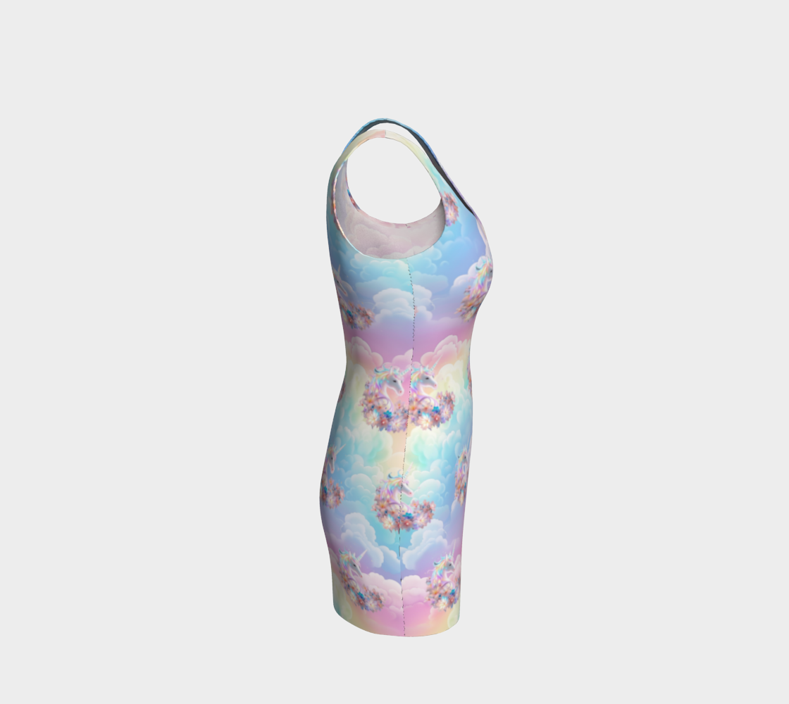 Magical Unicorn in the Clouds Bodycon Short Dress