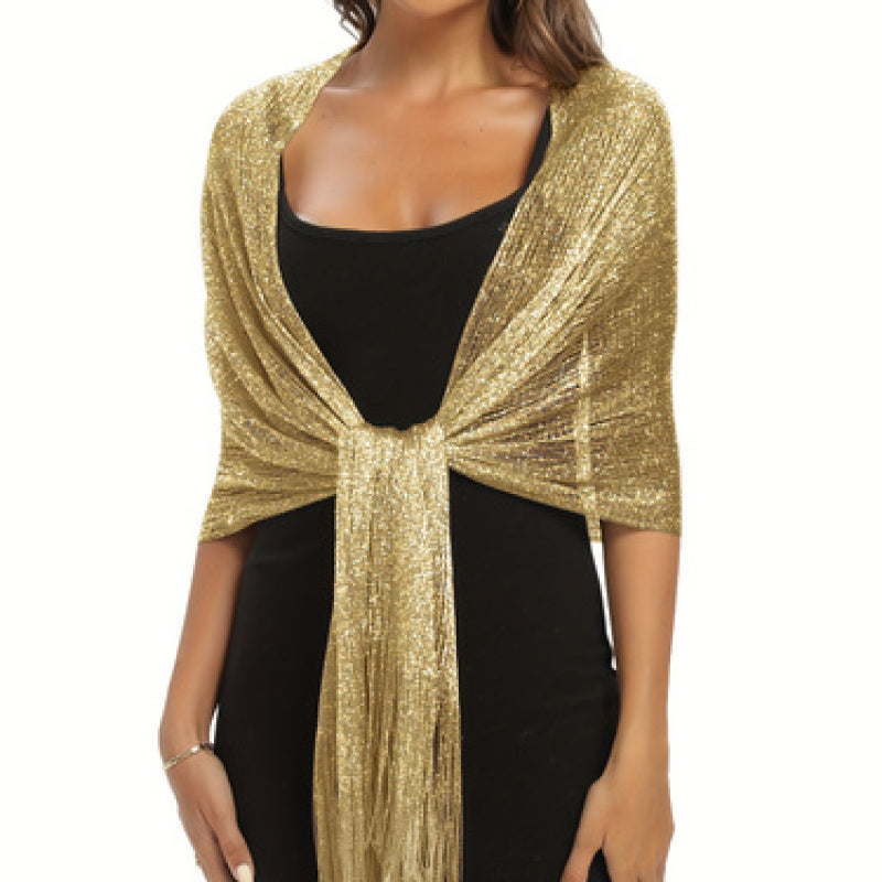 Elegant Formal Metallic Shawl and Wrap