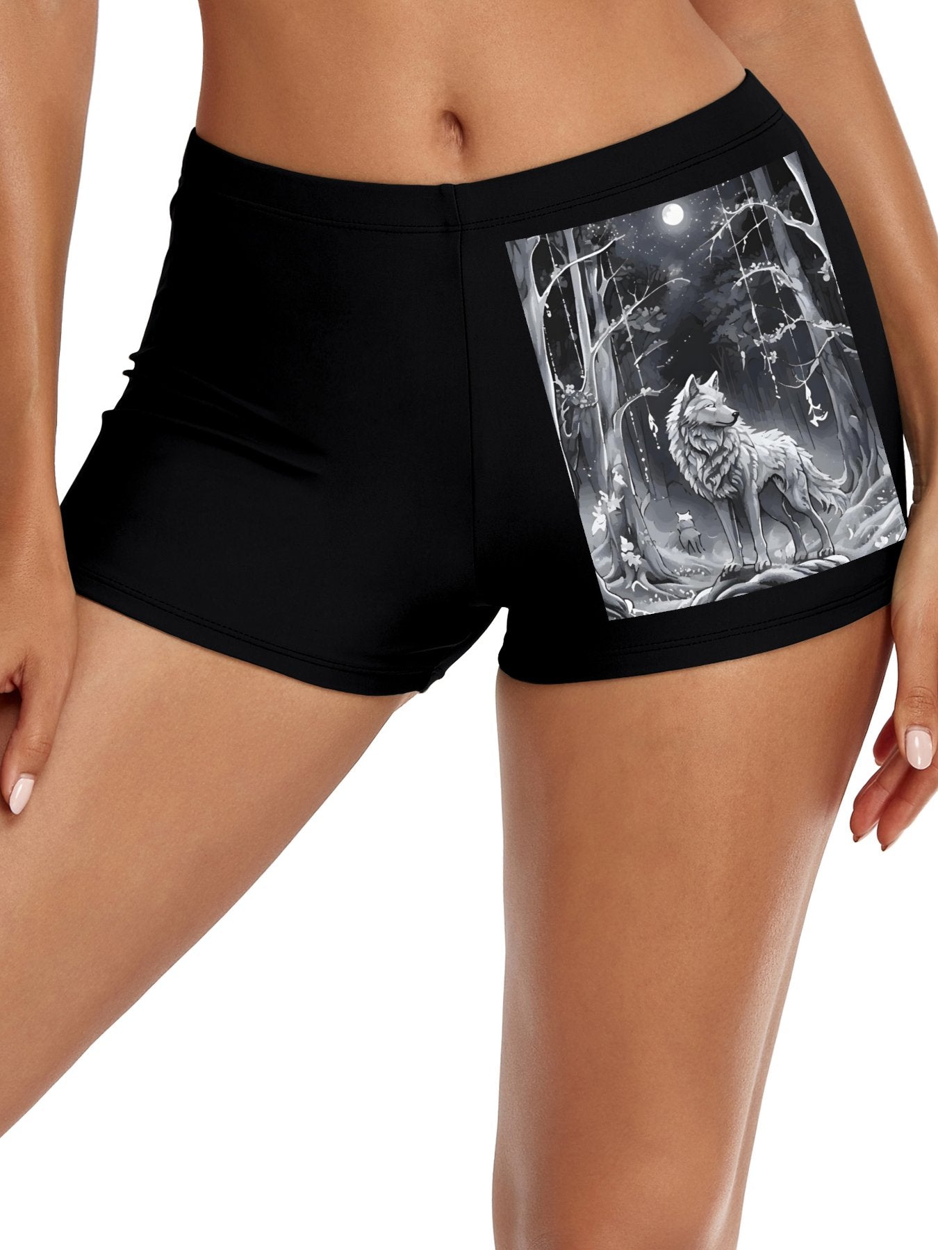 Ethereal Wolf in the Moonlight Boxer Brief Boyshorts for Women (Made in USA)