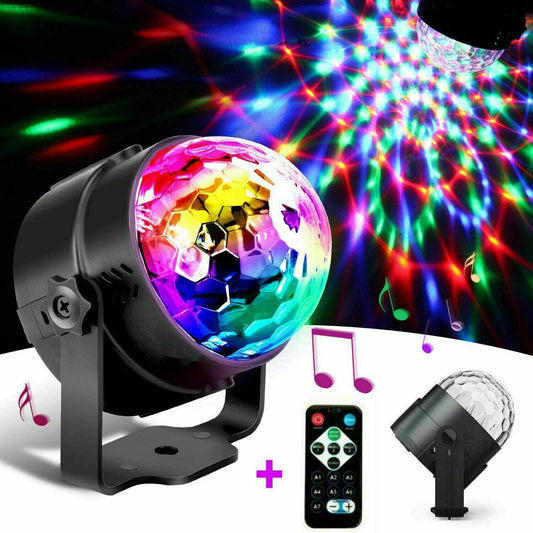 Small Portable DJ Disco Ball Strobe LED Lights Sound Activated with Remote Control