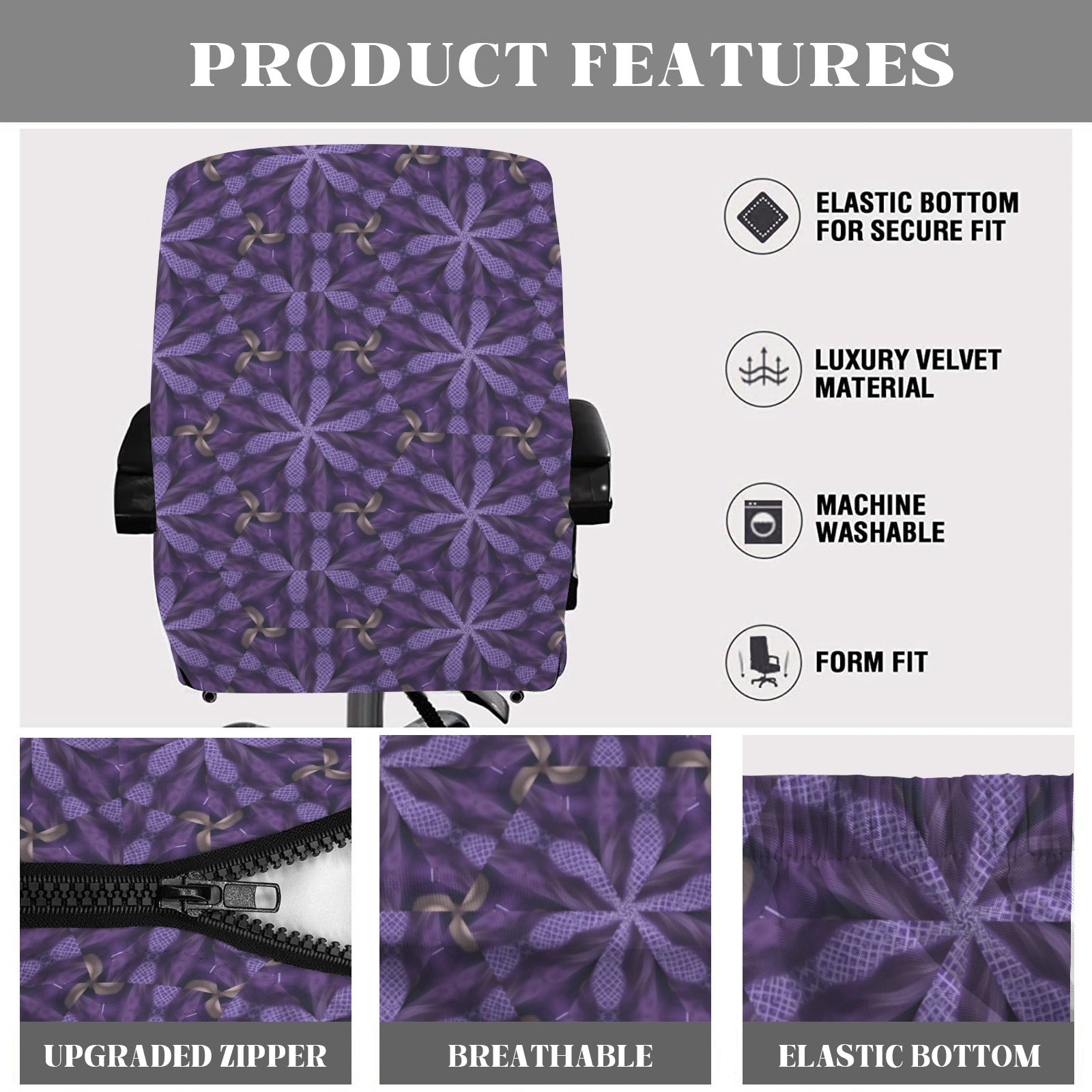 Purple Pinwheels Office Chair Cover (Made in USA)