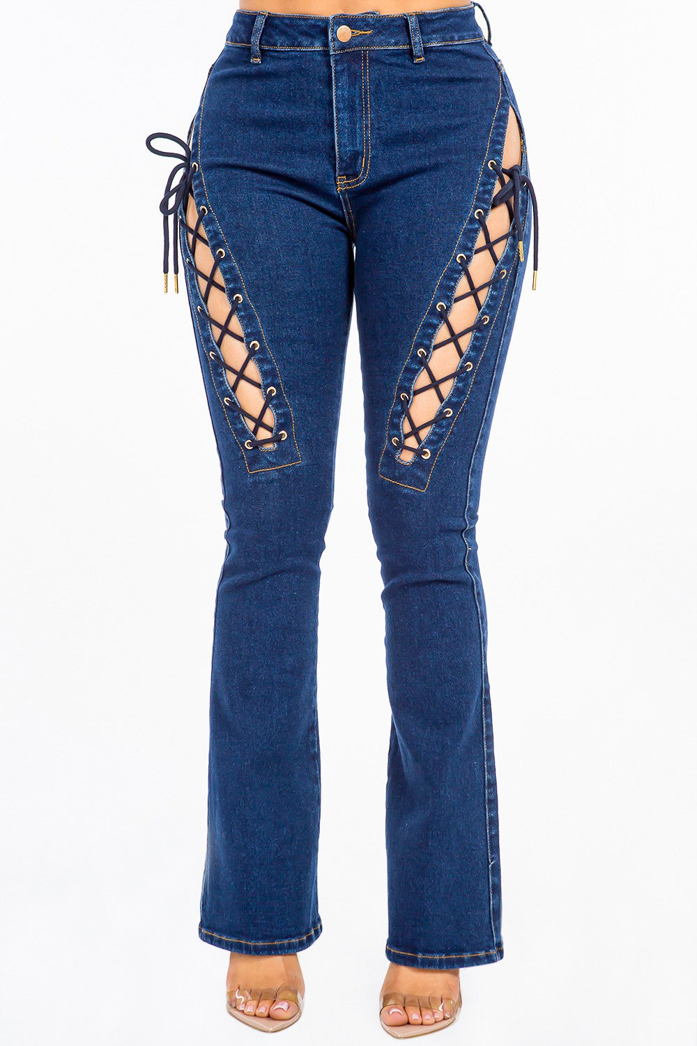 Women's American Bazi High Rise Lace Up Jeans Pants