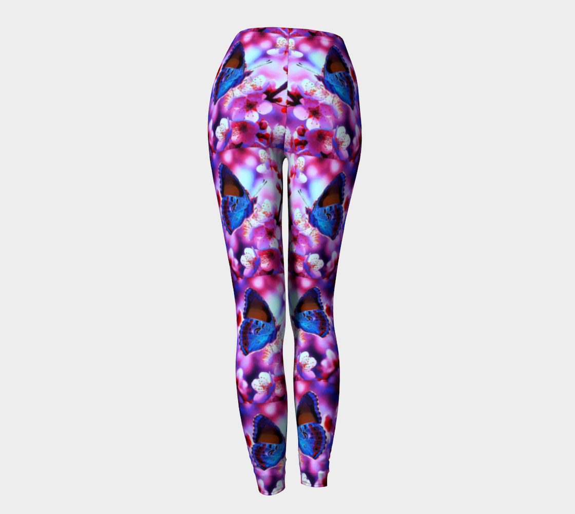 Women's Butterfly and Pink Flowers Leggings