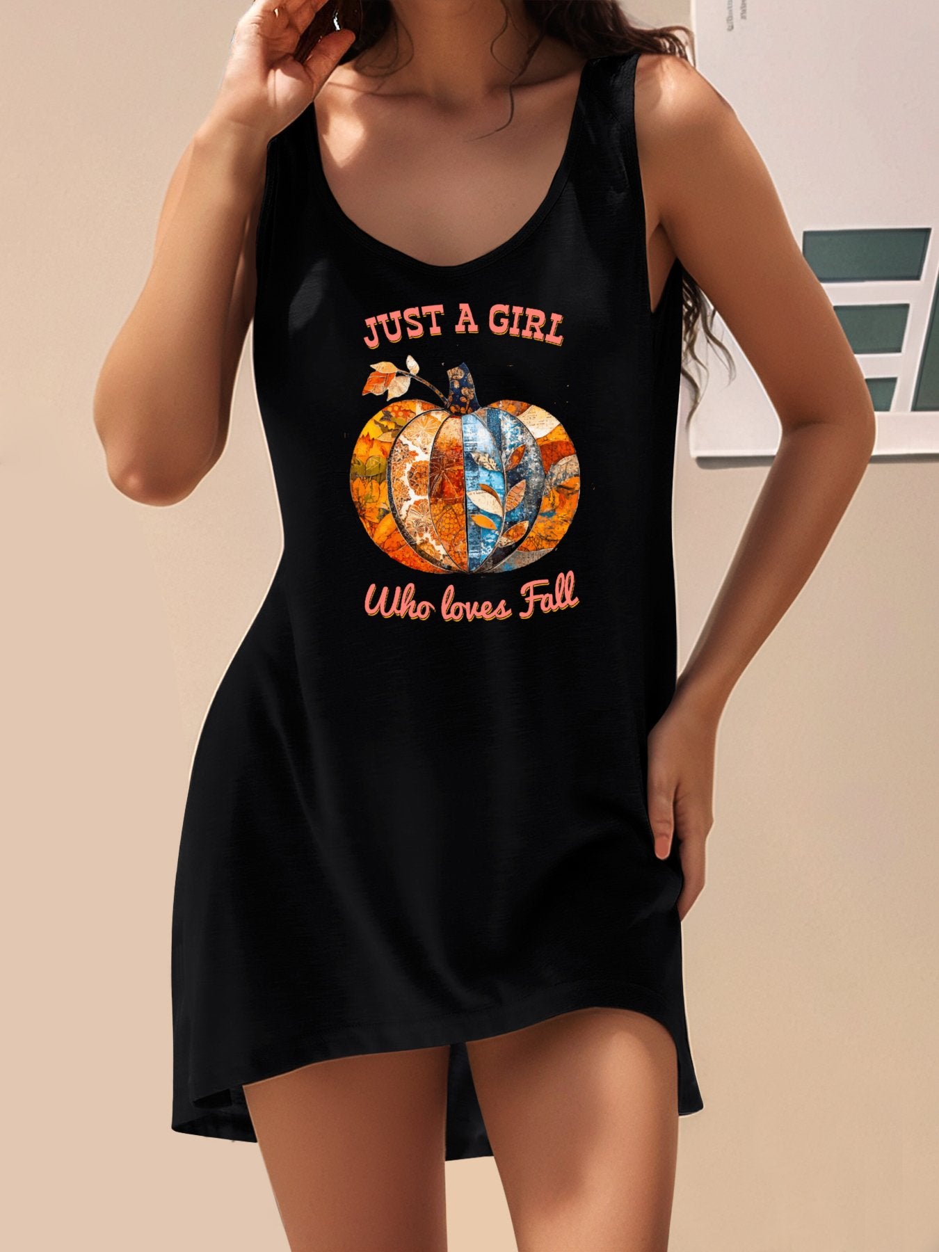 Just a Girl Who Loves Fall Women's Tank Dress (Front Printing)