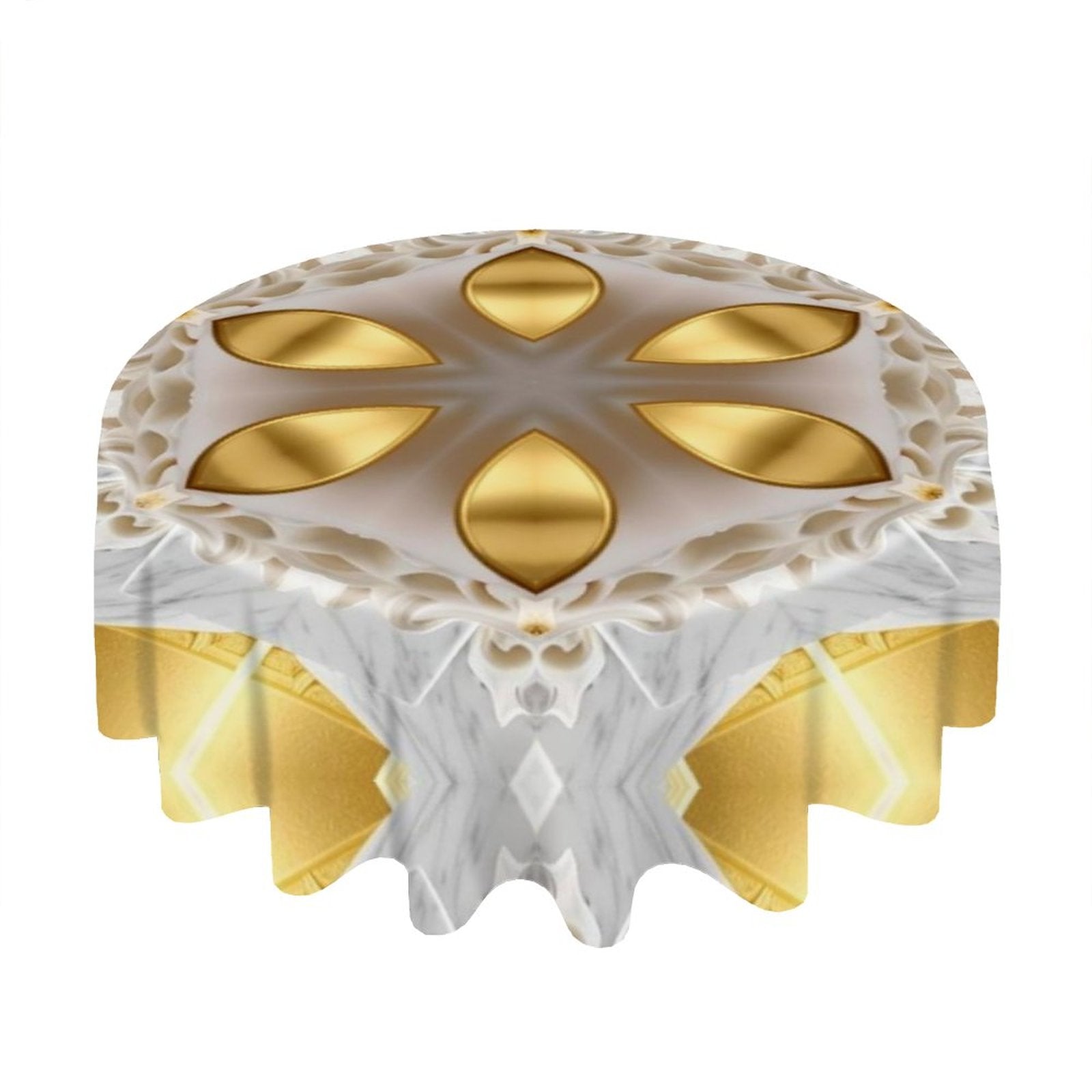 Golden Design Round Tablecloth (One-sided Printing)