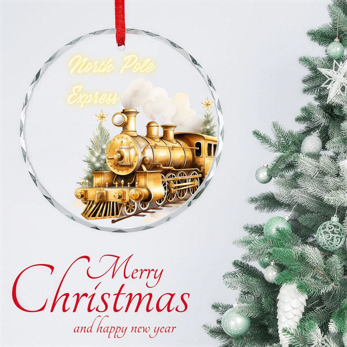 Round Glass Christmas Ornament (Made in USA) sianybdesignsGoldsteamtrainwithElegantGoldChristmassoft840e3af4f76f4301b5f1f2e759b6ccaf sianybdesignsElegantGoldChristmasstarsoftandinvitinglig625b0fca50ed