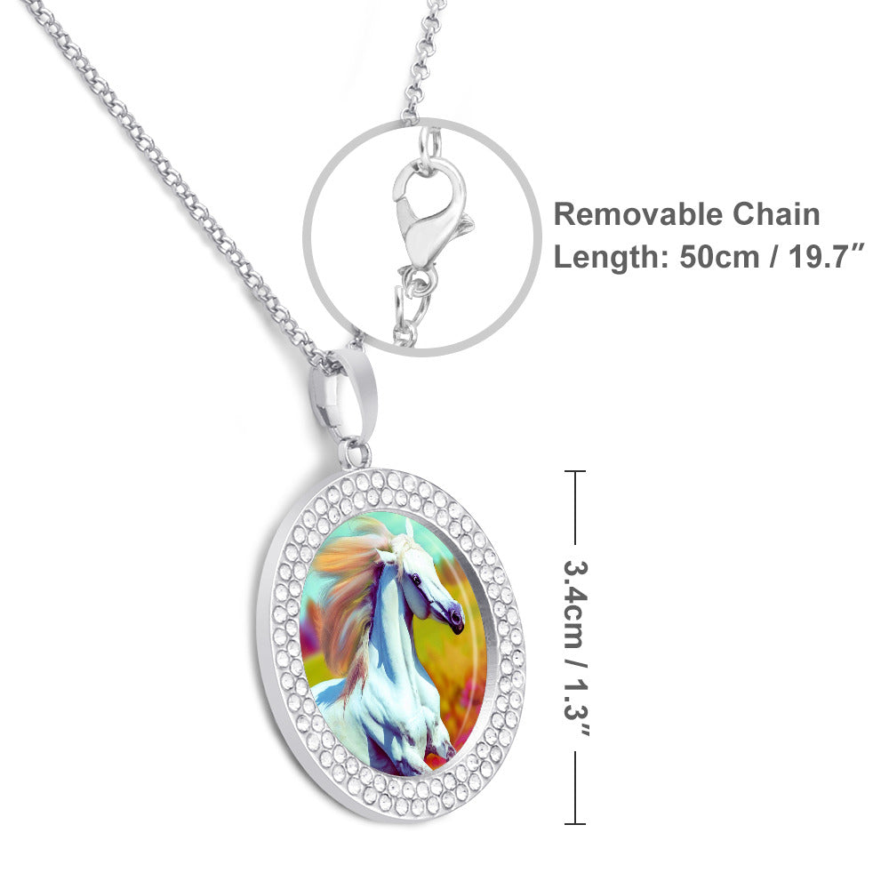 Printed Design Multicolored Diamond Pendant & Necklace