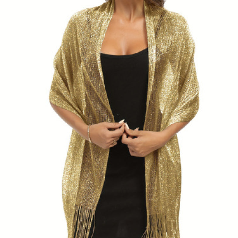 Elegant Formal Metallic Shawl and Wrap