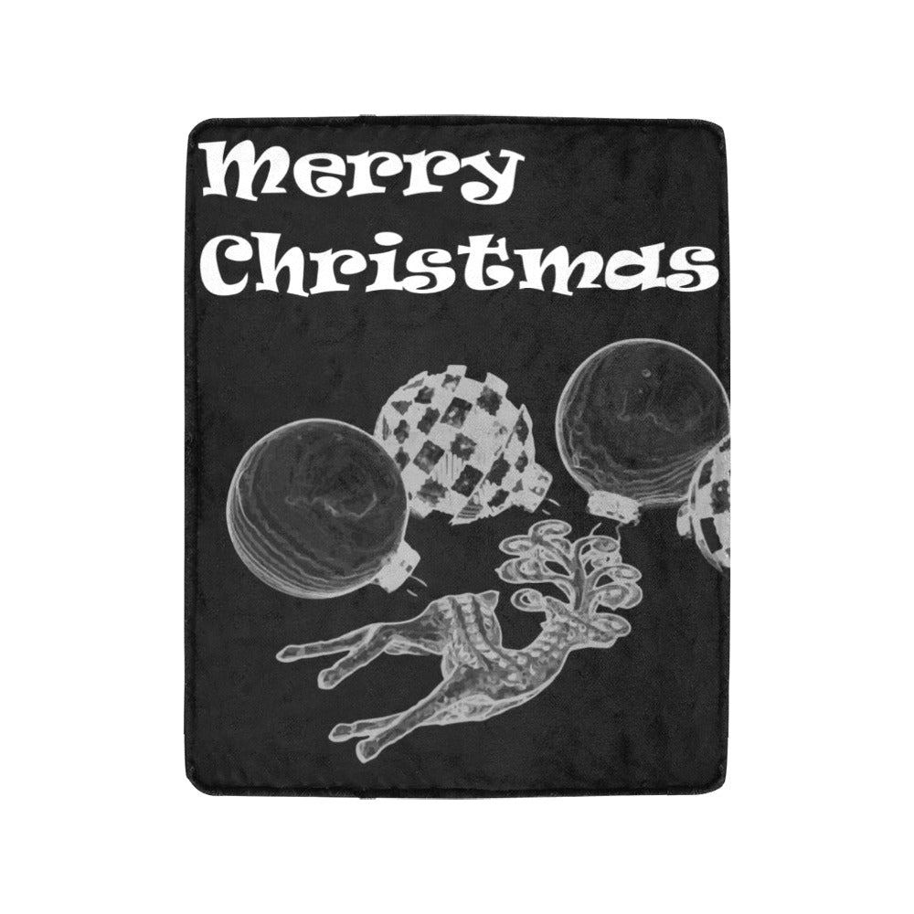 Merry Christmas Black and White Ultra-Soft Micro Fleece Blanket 40